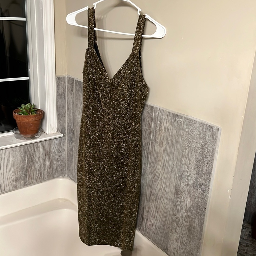 Gold sparkle midi dress